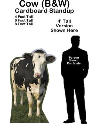 Cow Black & White Cardboard Cutout Standup Prop