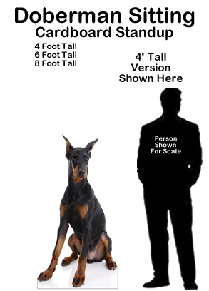 Doberman Sitting Cardboard Cutout Standup Prop