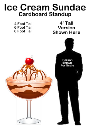 Ice Cream Sundae Cardboard Cutout Standup Prop