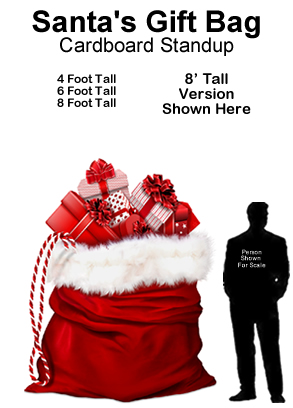 Santa Gift Bag Cardboard Cutout Standup Prop  